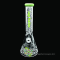 COLOR MOUTH CUSTOMIZED COLOR SANDBLASTED SERFACE DESIGN HIGH BOROSILICATE GLASS WATER PIPE WITH CLEAR BOWL AND DOWNSTEM